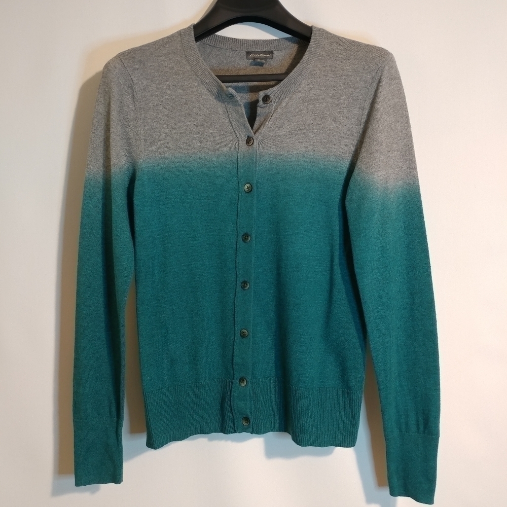 Eddie Bauer Gray and Teal Ombre Cardigan - Picture 3 of 7
